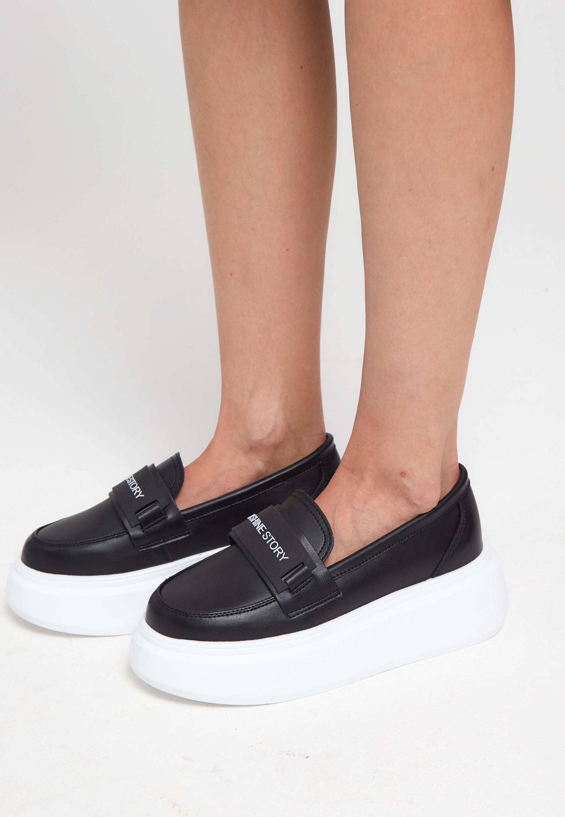 Platform Slip-On Loafers - Black