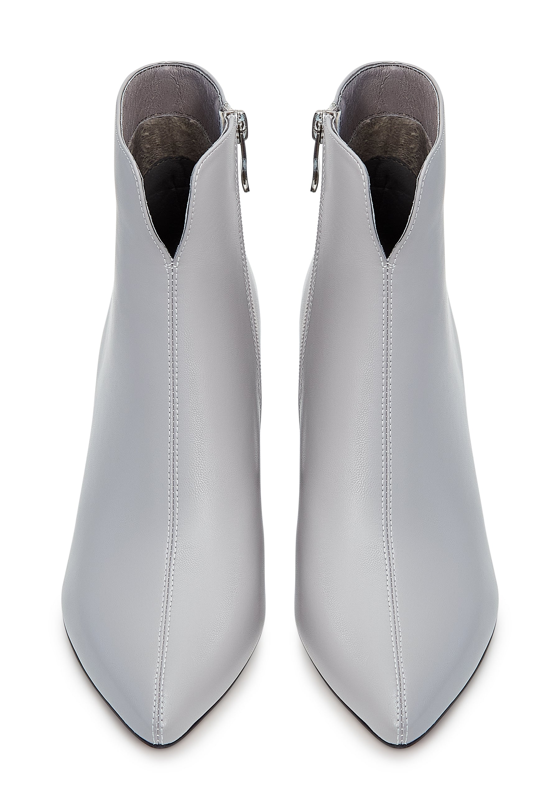 Leather Ankle Boots - Grey