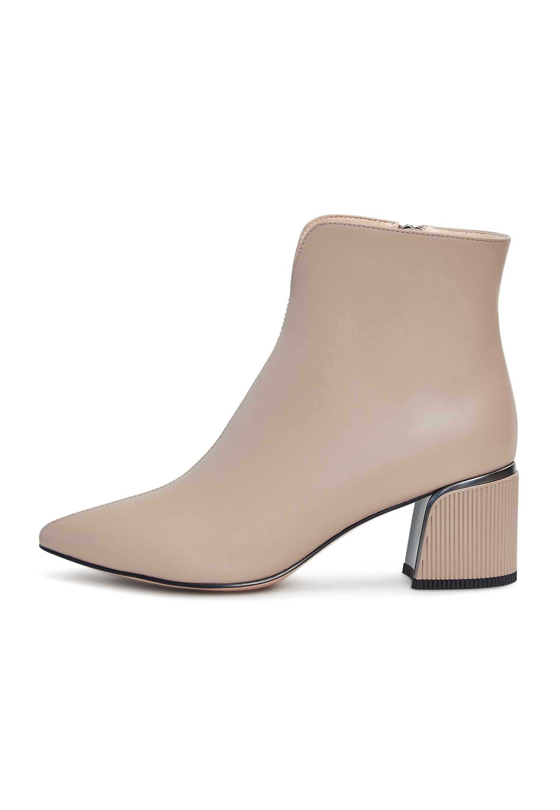 Leather Ankle Boots - Beige