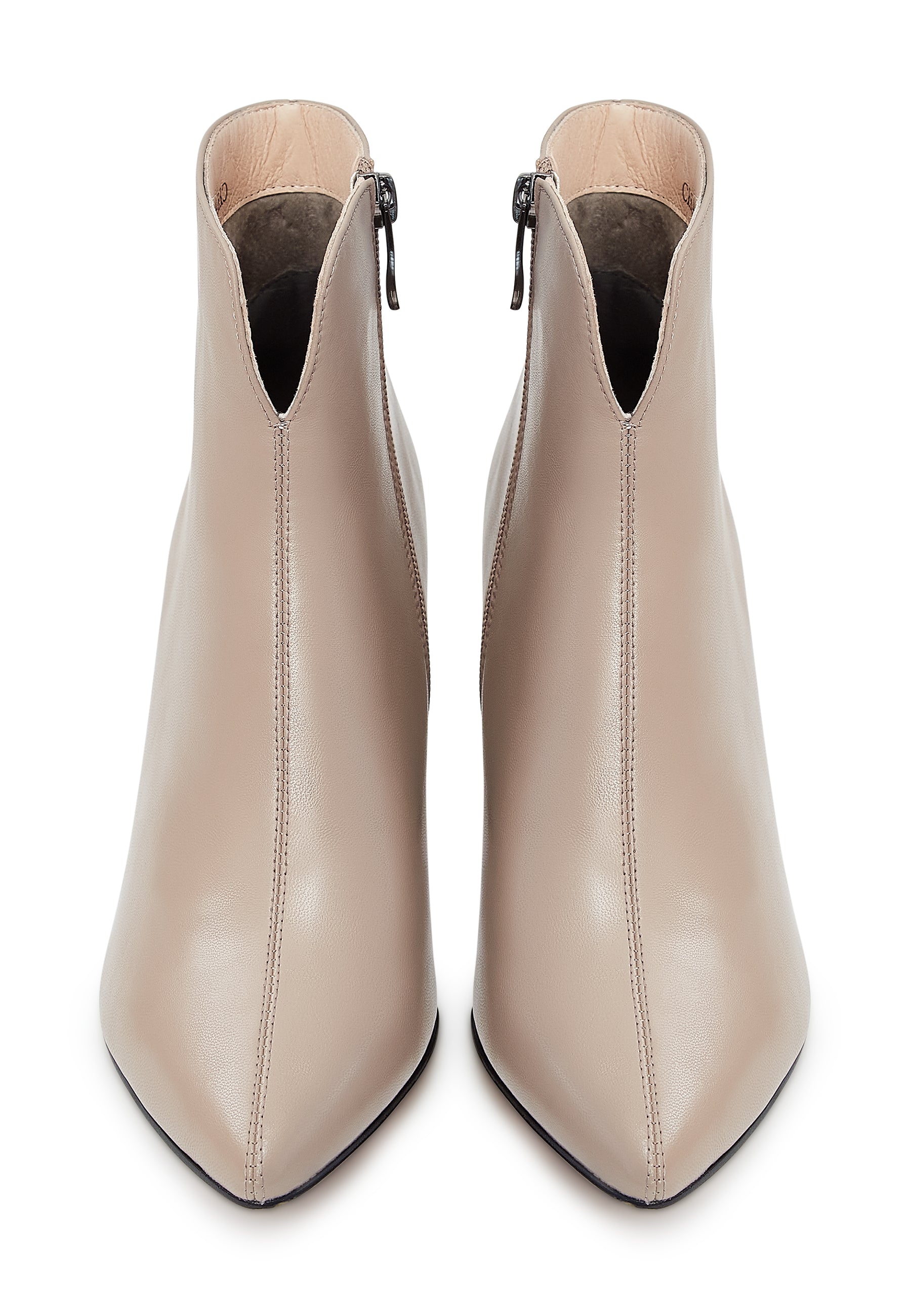 Leather Ankle Boots - Beige