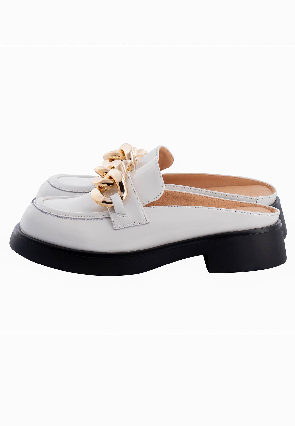 Ketten-Pantoletten - Weiß