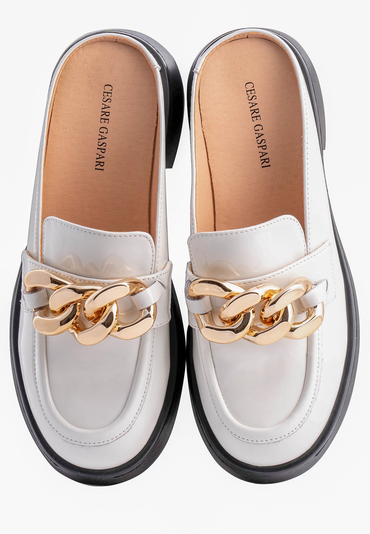 Ketten-Pantoletten - Weiß