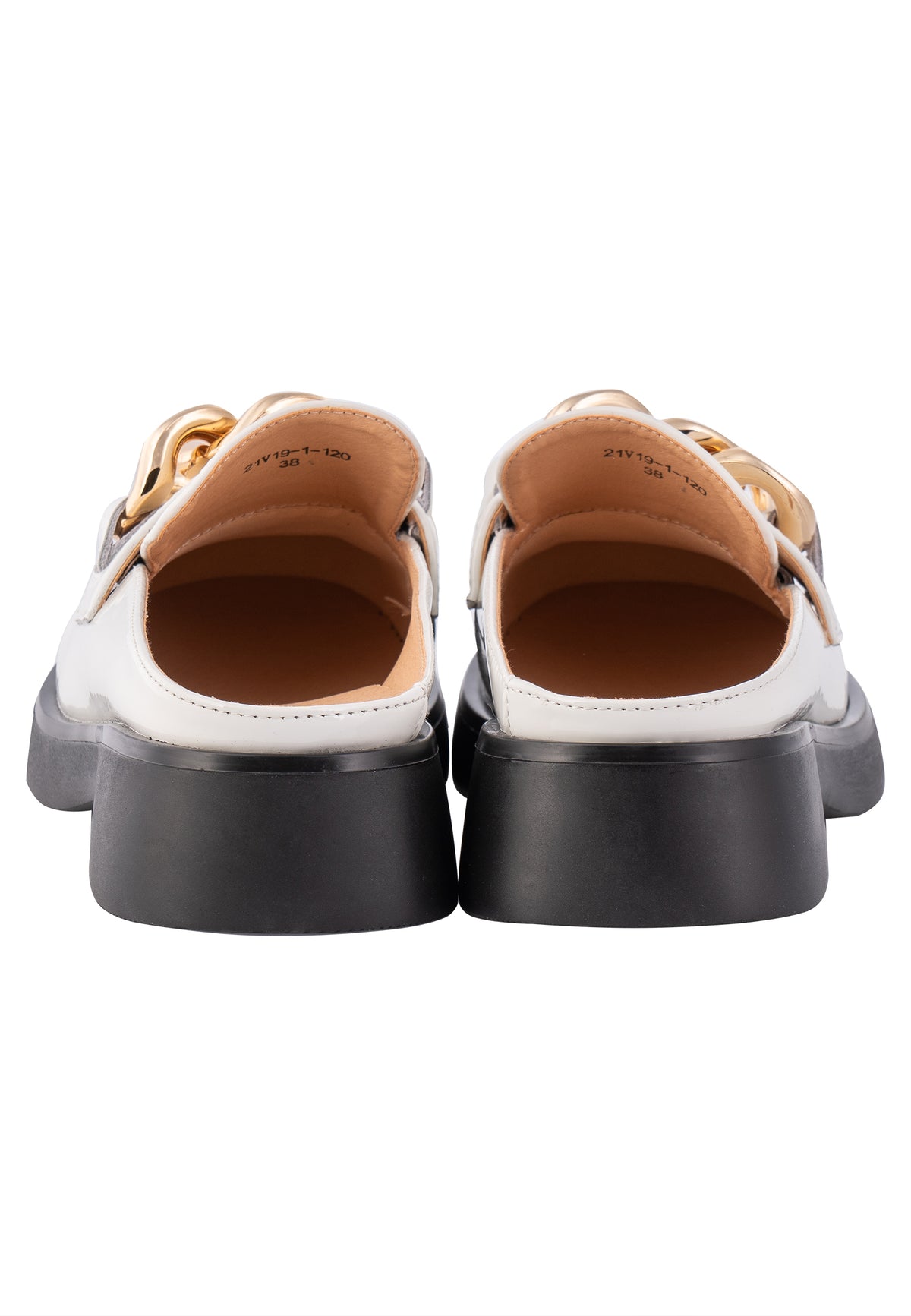 Ketten-Pantoletten - Weiß