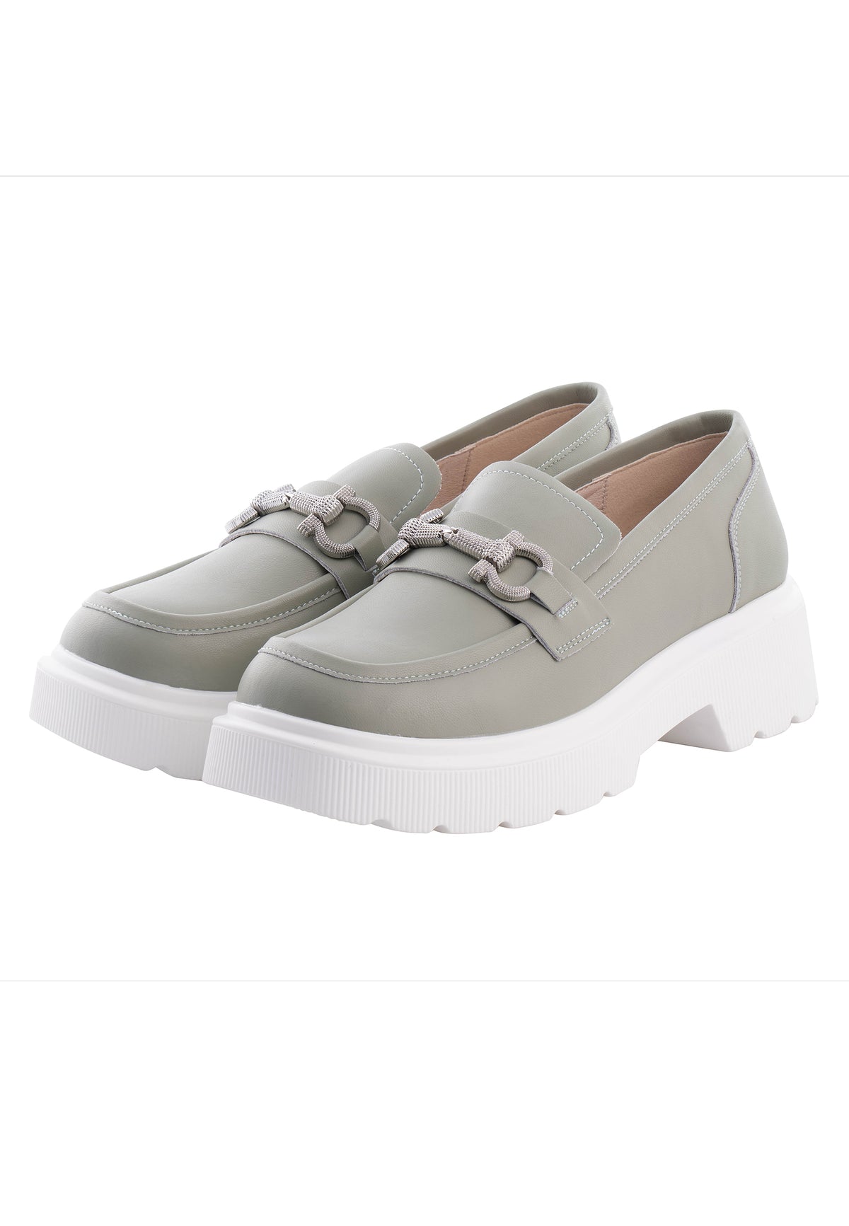 Chain Detail Platform Loafers – Light Green