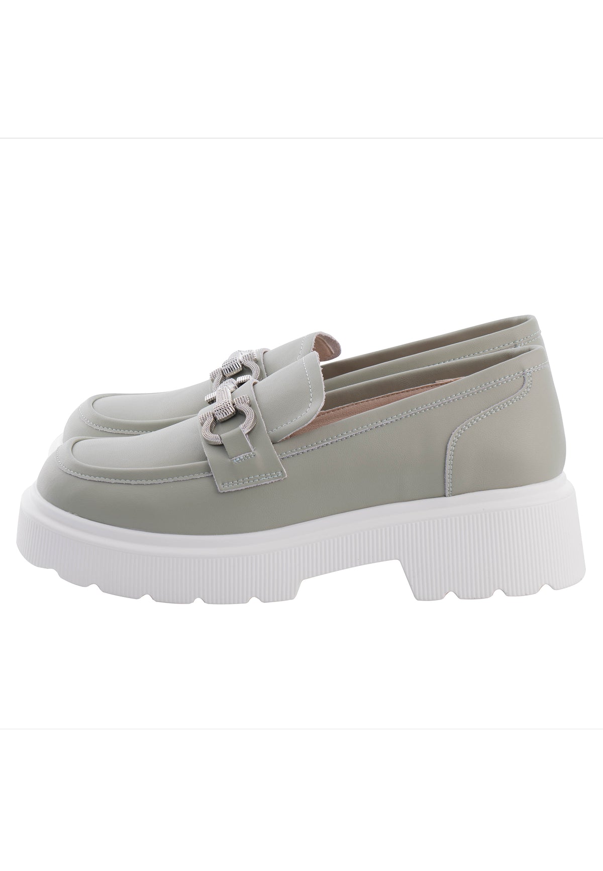 Chain Detail Platform Loafers – Light Green