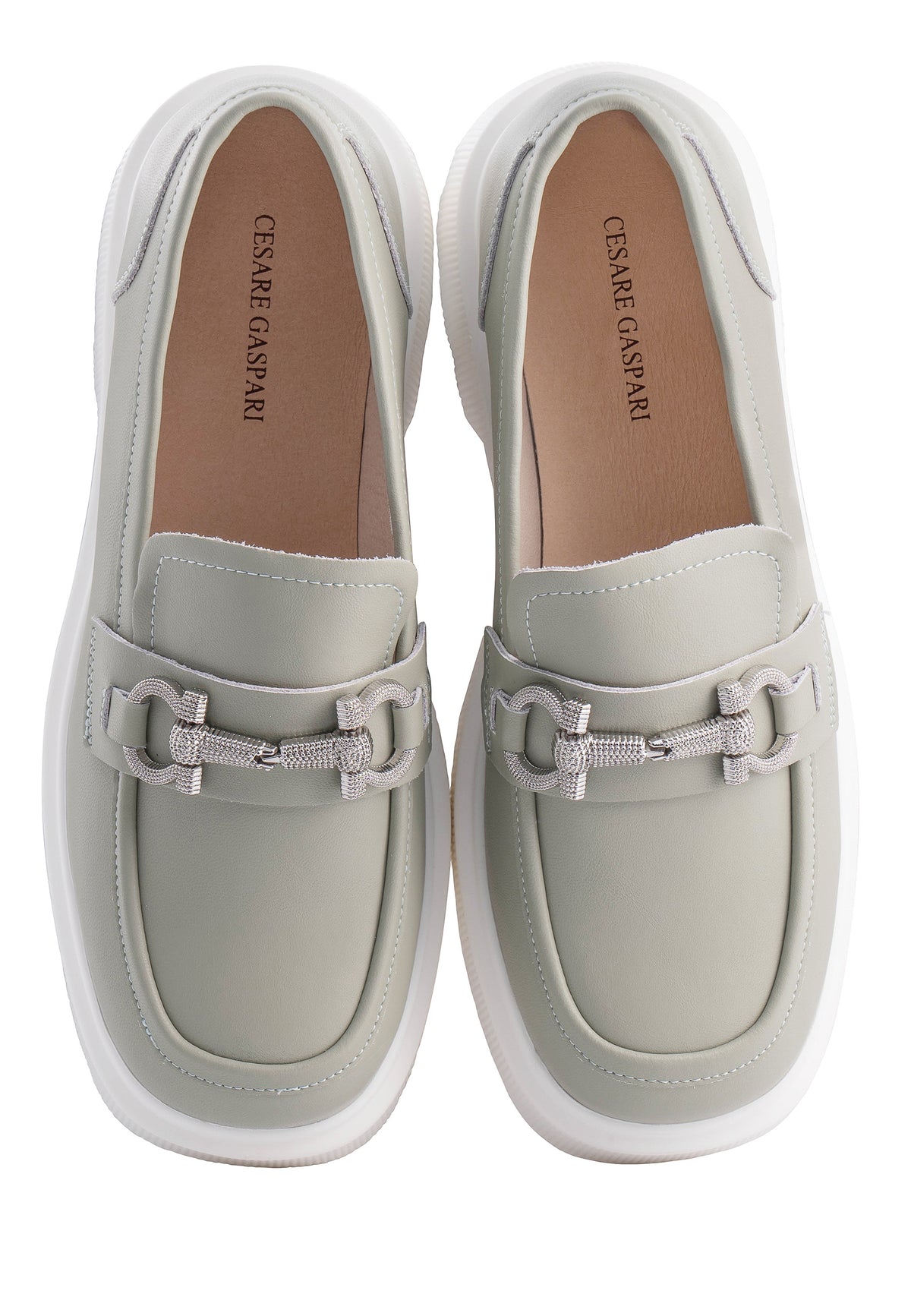 Chain Detail Platform Loafers – Light Green