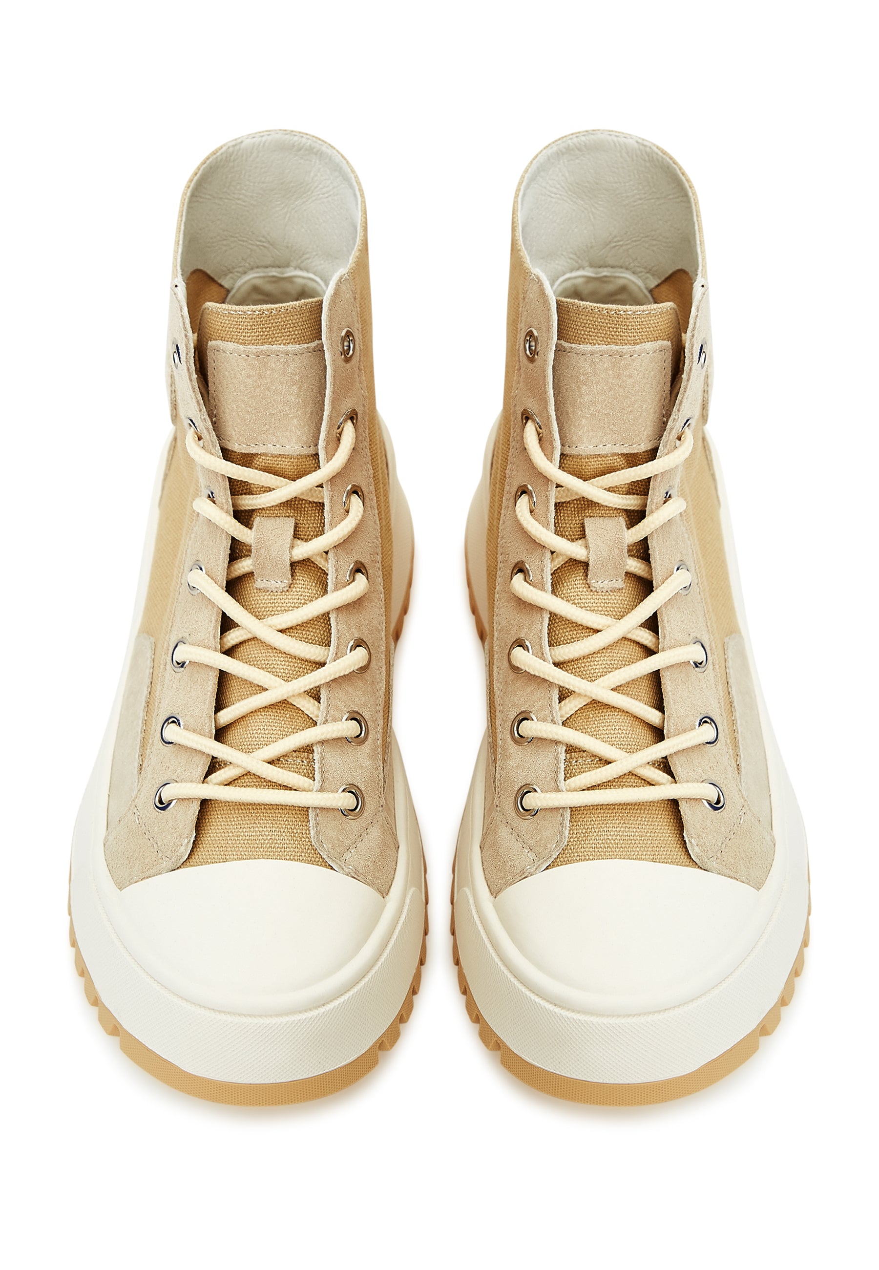 Textured Lace-Up High Top Sneakers