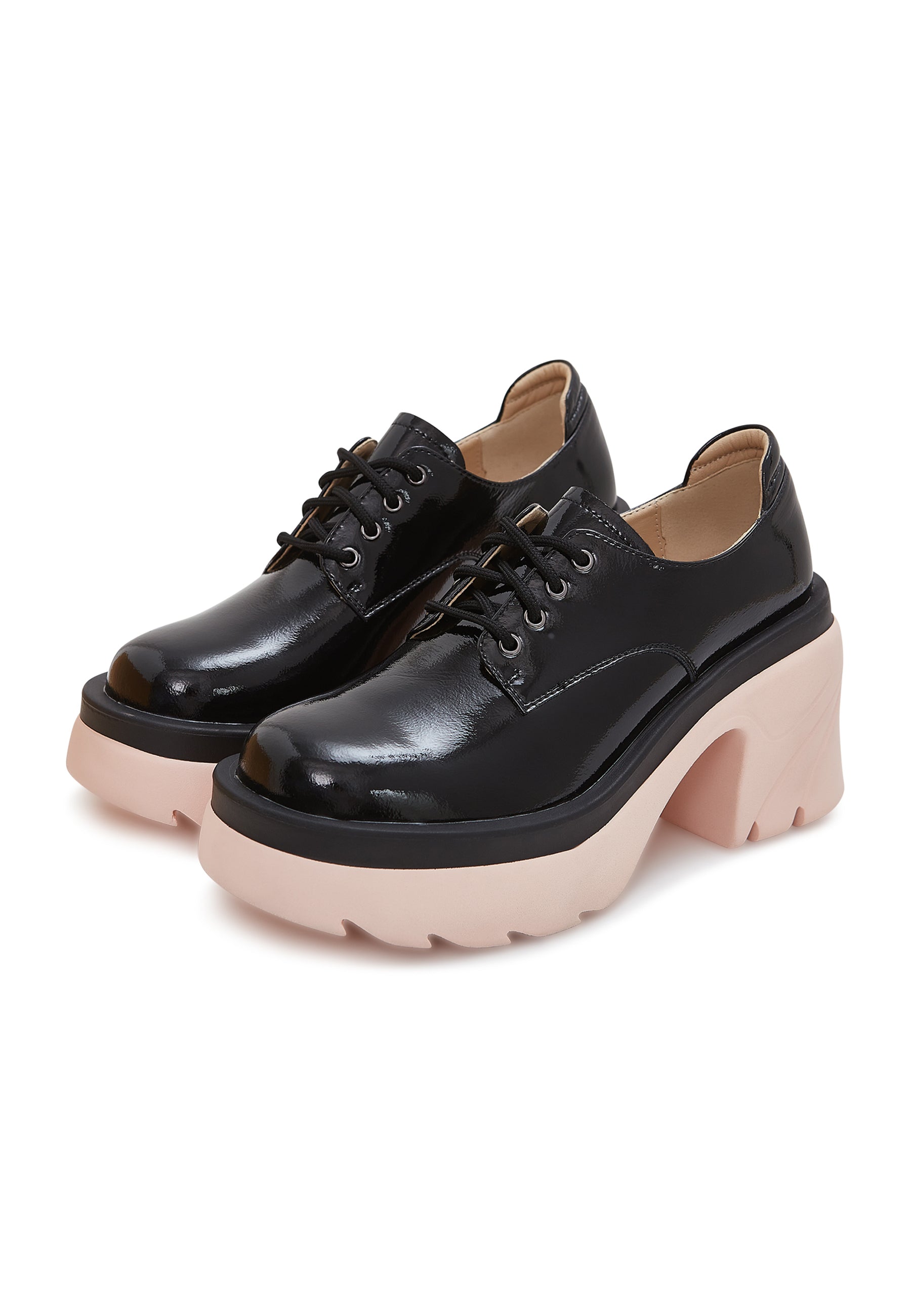 Bold Block Heel Oxfords - Black