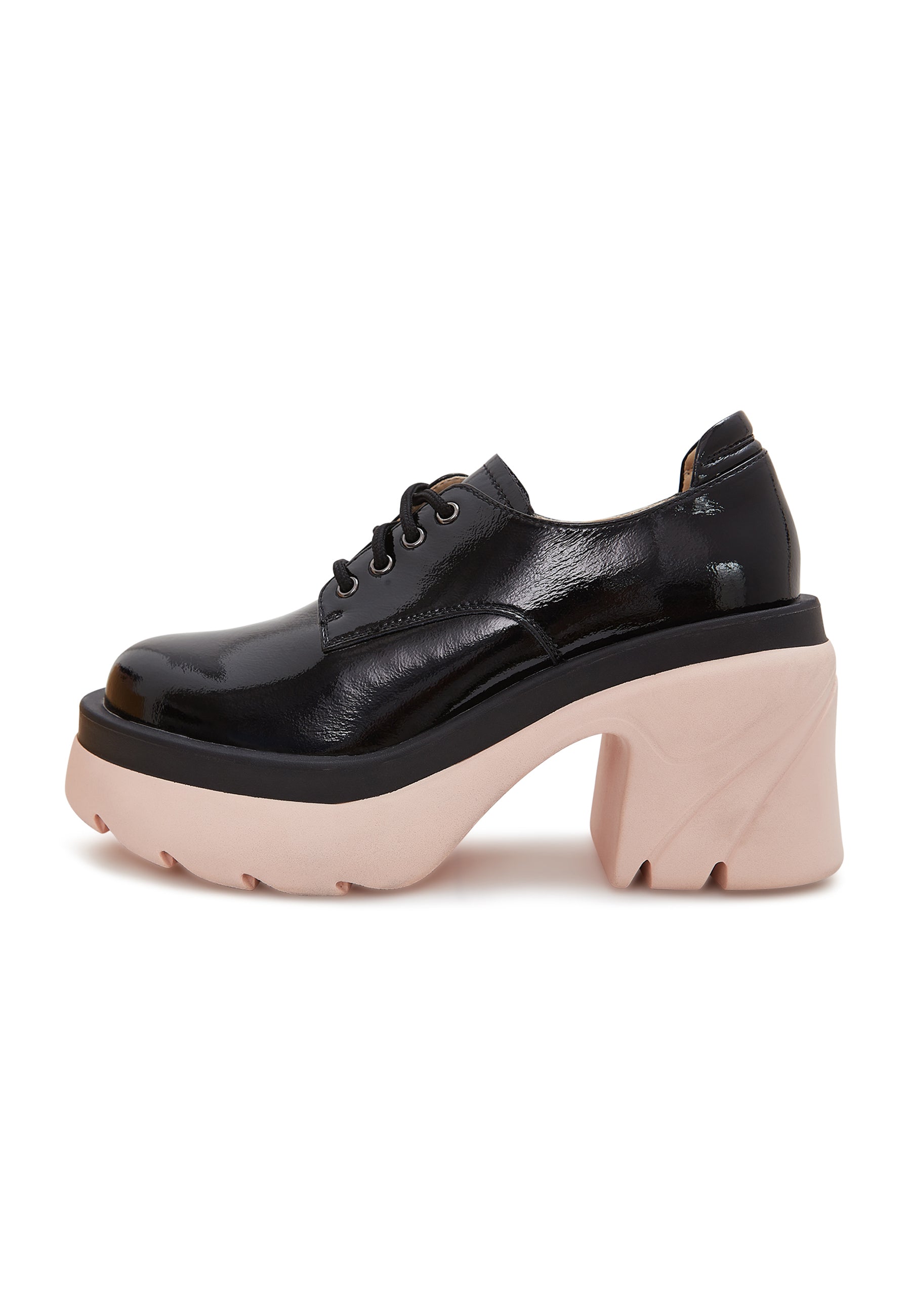 Bold Block Heel Oxfords - Black