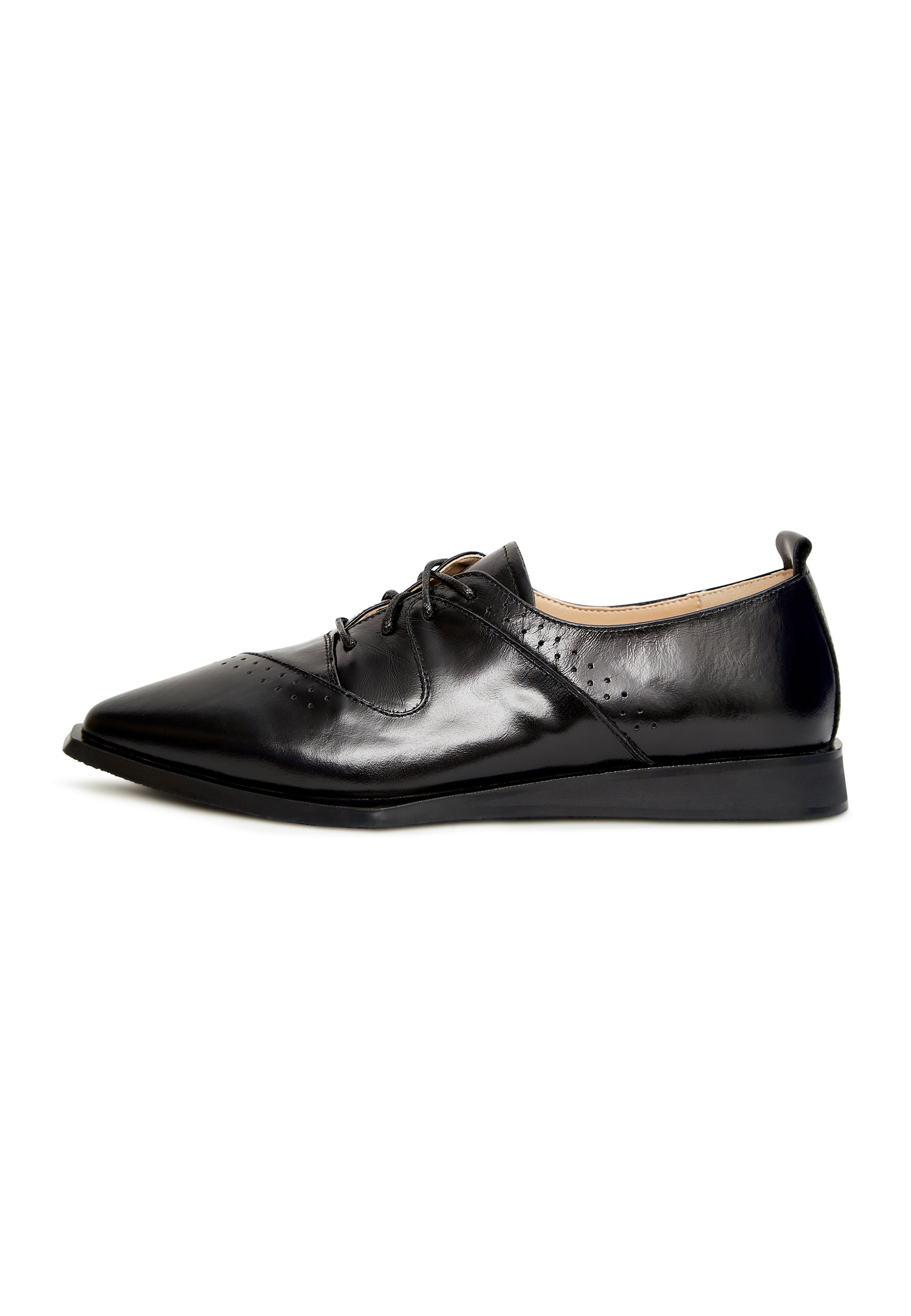 Pointed Lace-Up Brogues - Black