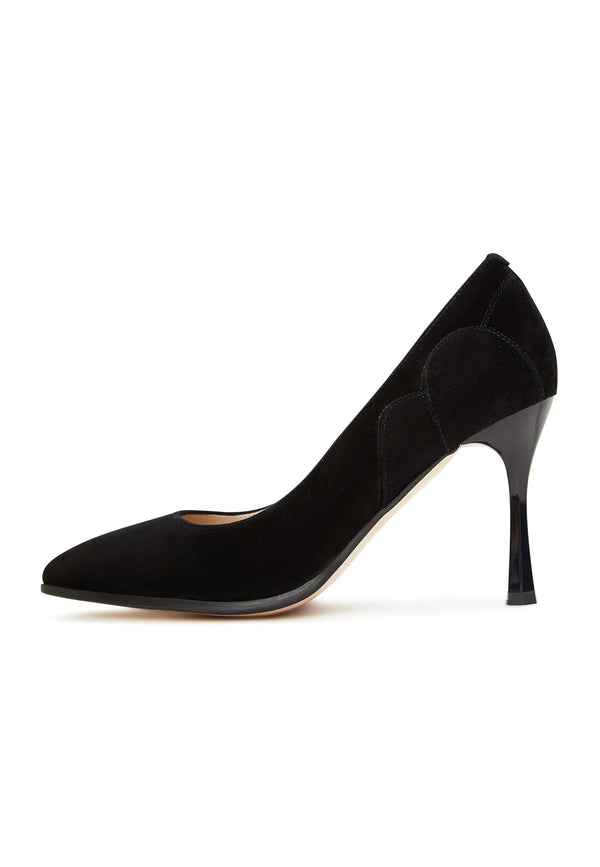 Suede Line Stiletto Pumps – Black