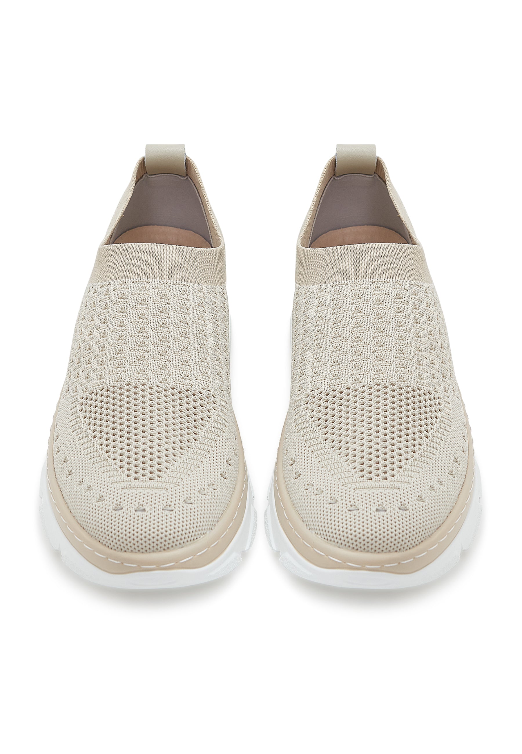 Knit Slip-On Sneakers - Beige