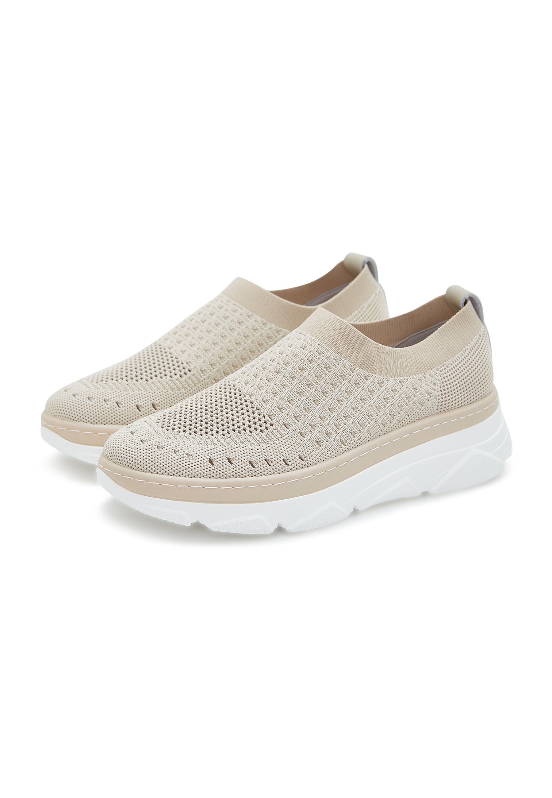 Knit Slip-On Sneakers - Beige