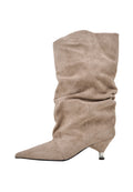 Botki na obcasie typu kitten heel – Beżowe