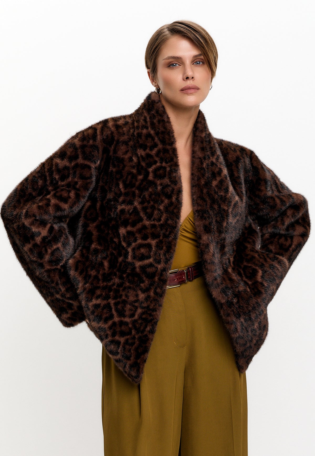 Giacca Halo in pelliccia sintetica – Leopardo