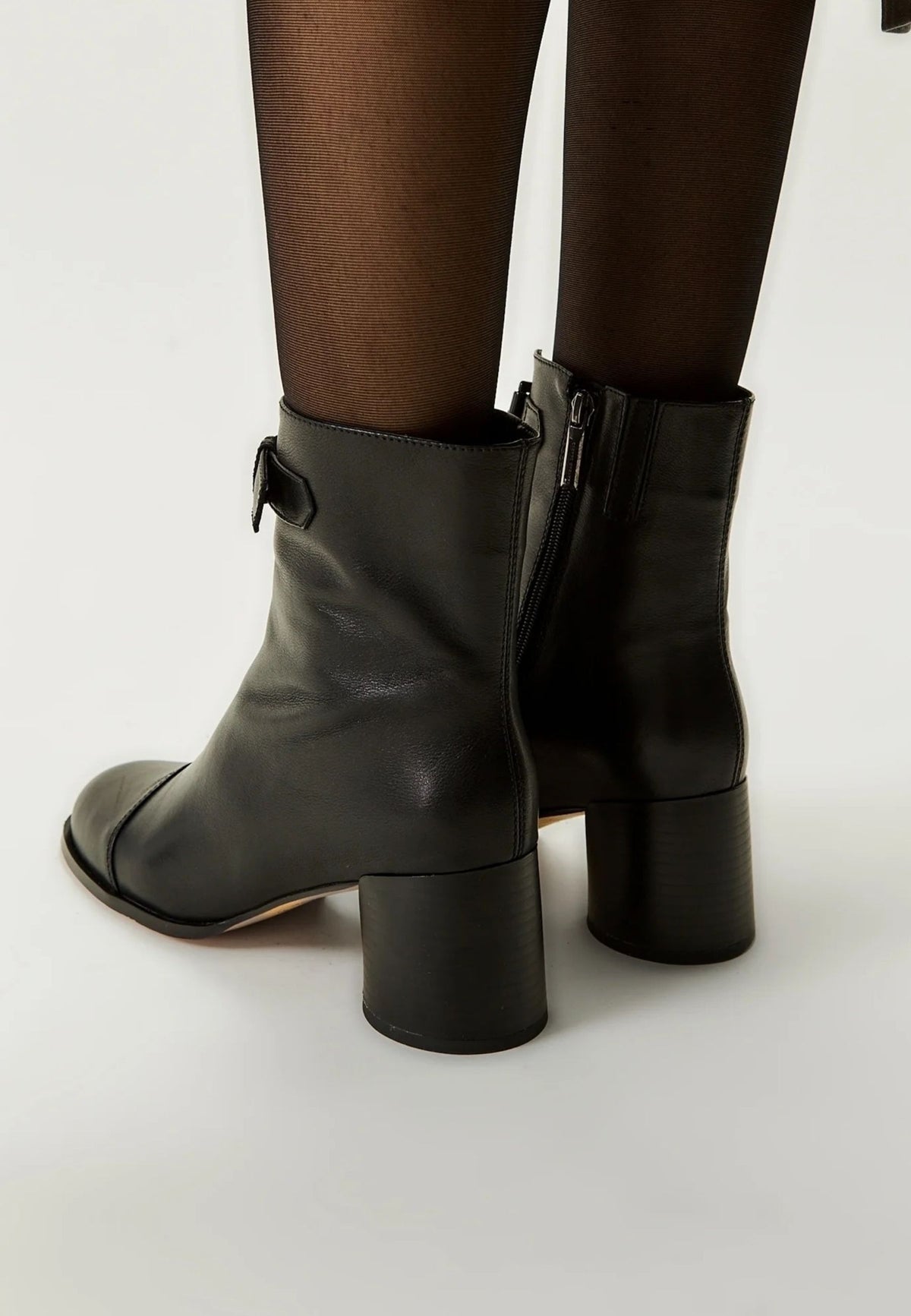 Buckle Strap Mid-Heel Boot