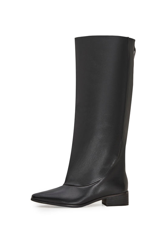 Bottes hautes en cuir à bout pointu