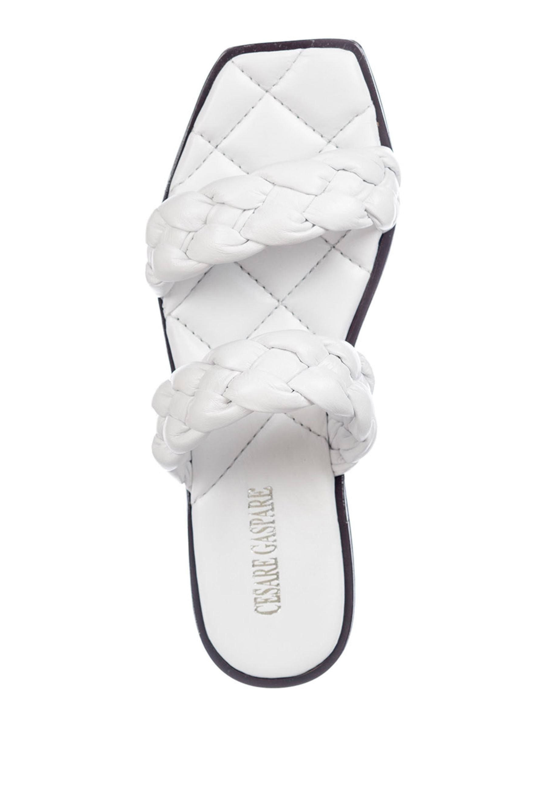 White leather fashion sandals flat