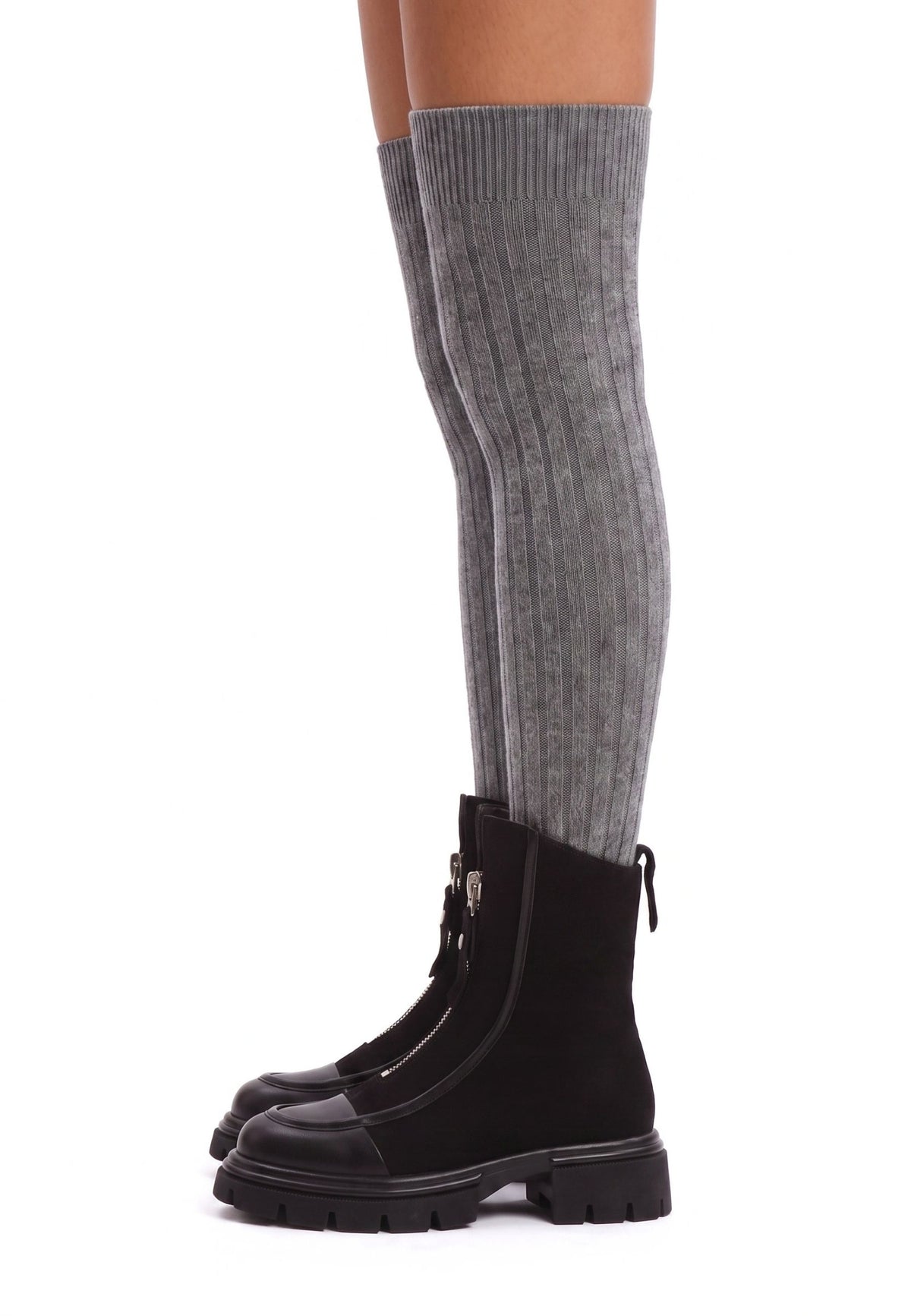 Chunky Zip Ankle Boots – Black