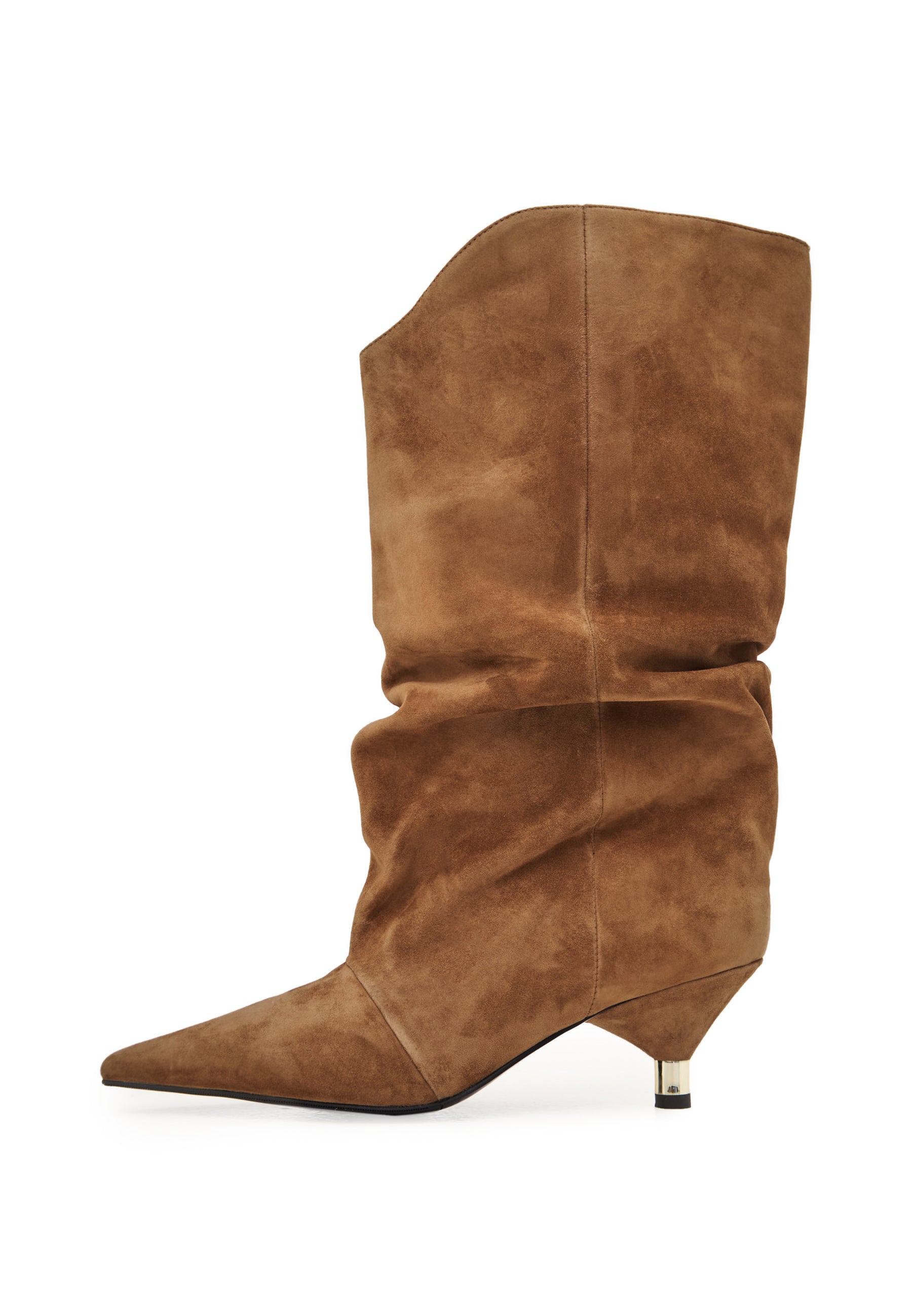 Botki na obcasie typu kitten heel – Brązowe