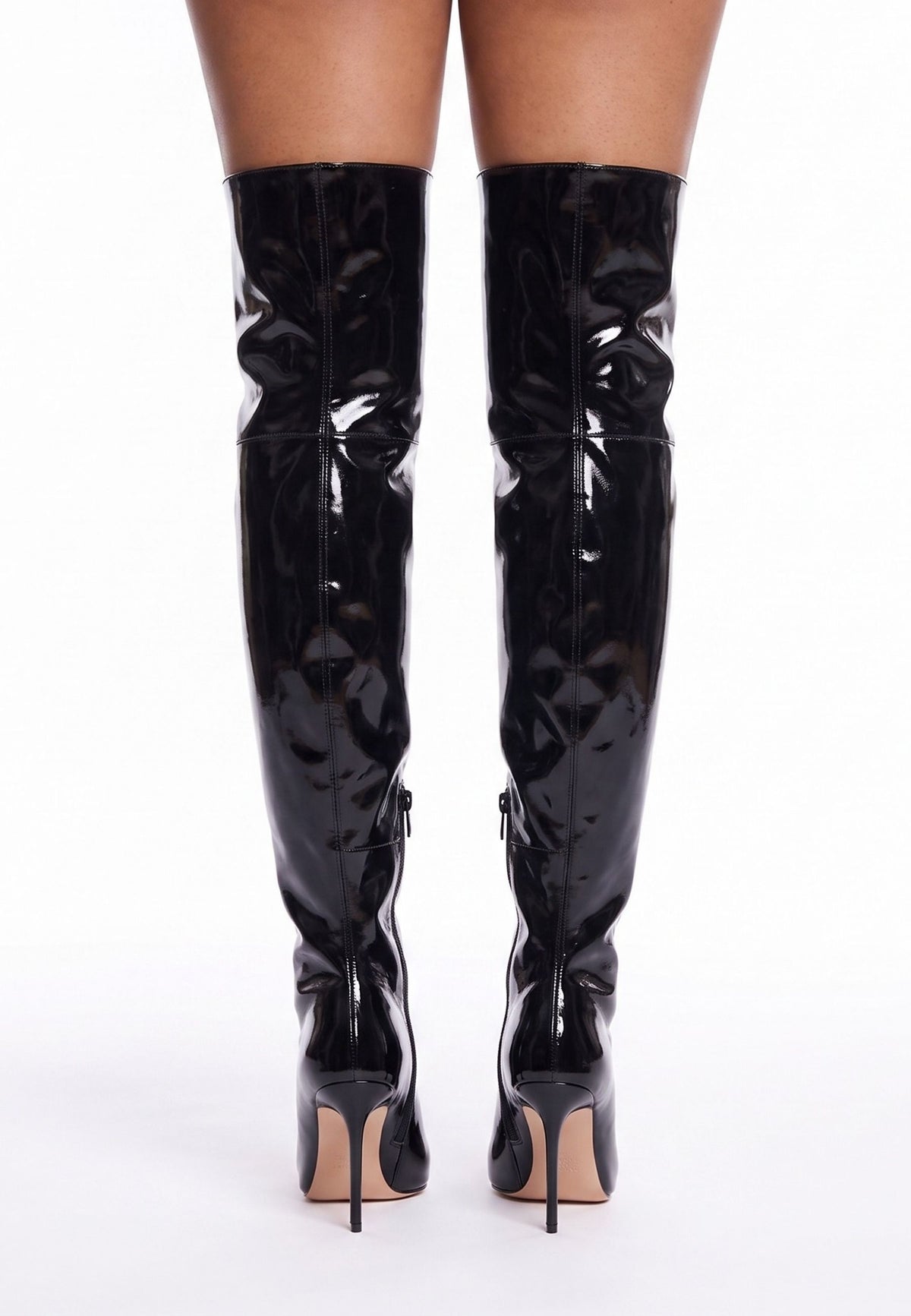 Botas altas Sleek con tacón stiletto – Negro