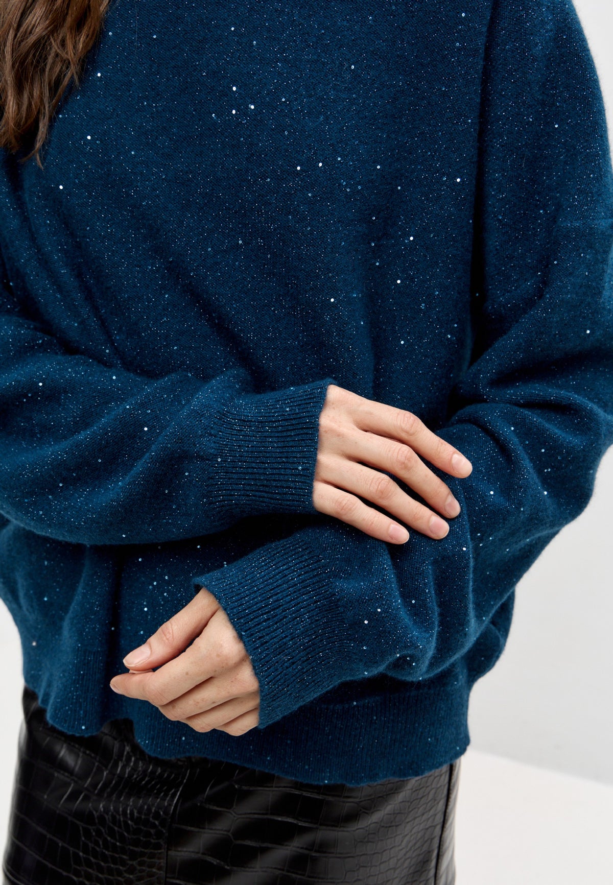 Cardigan em lã merino – Azul