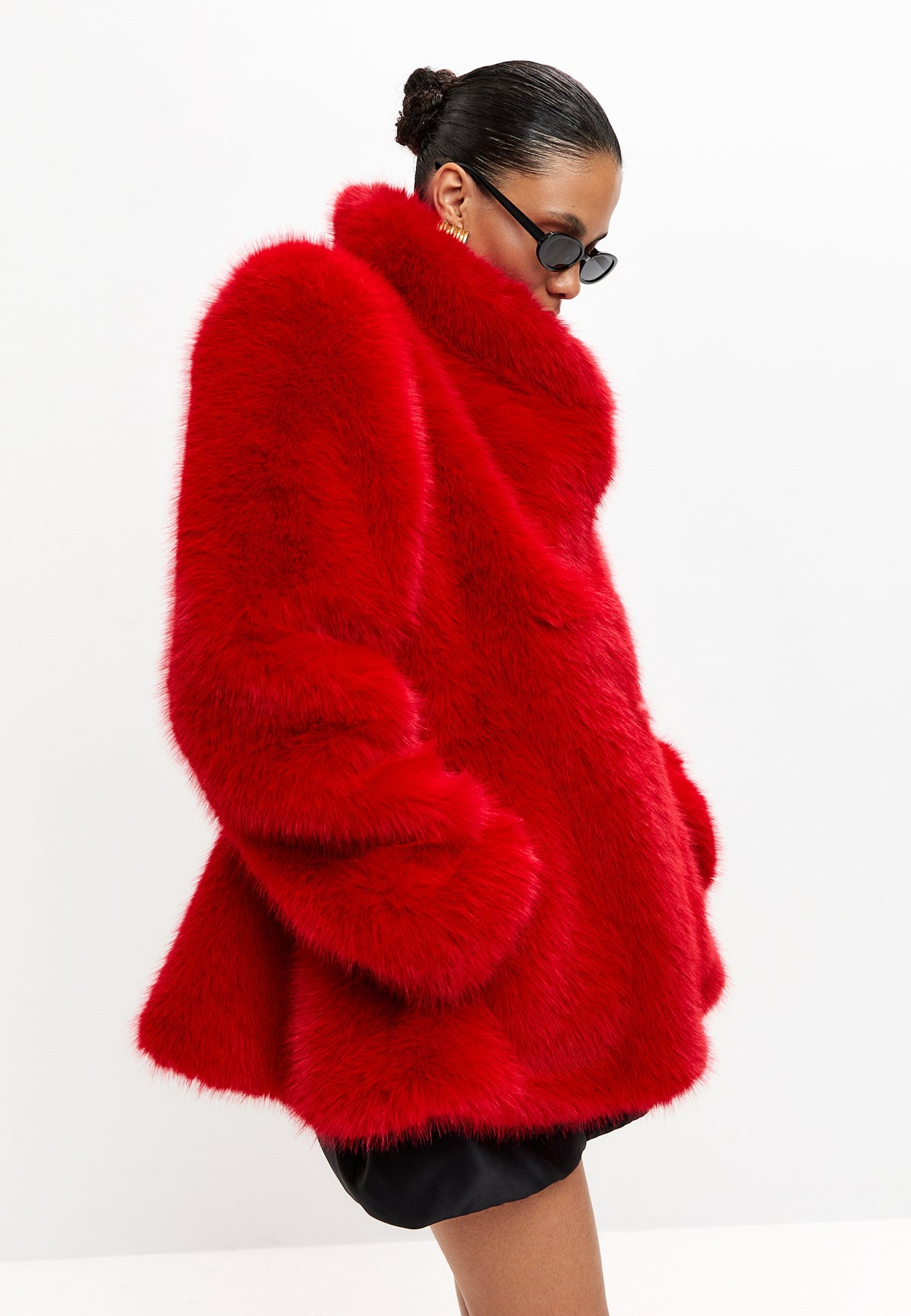 Veste en fausse fourrure – rouge