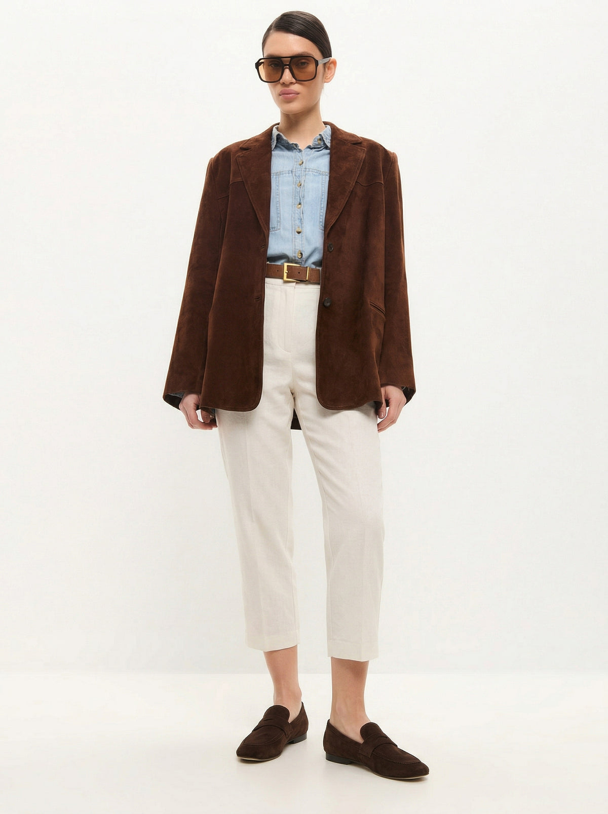Suede Penny Loafers - Brown