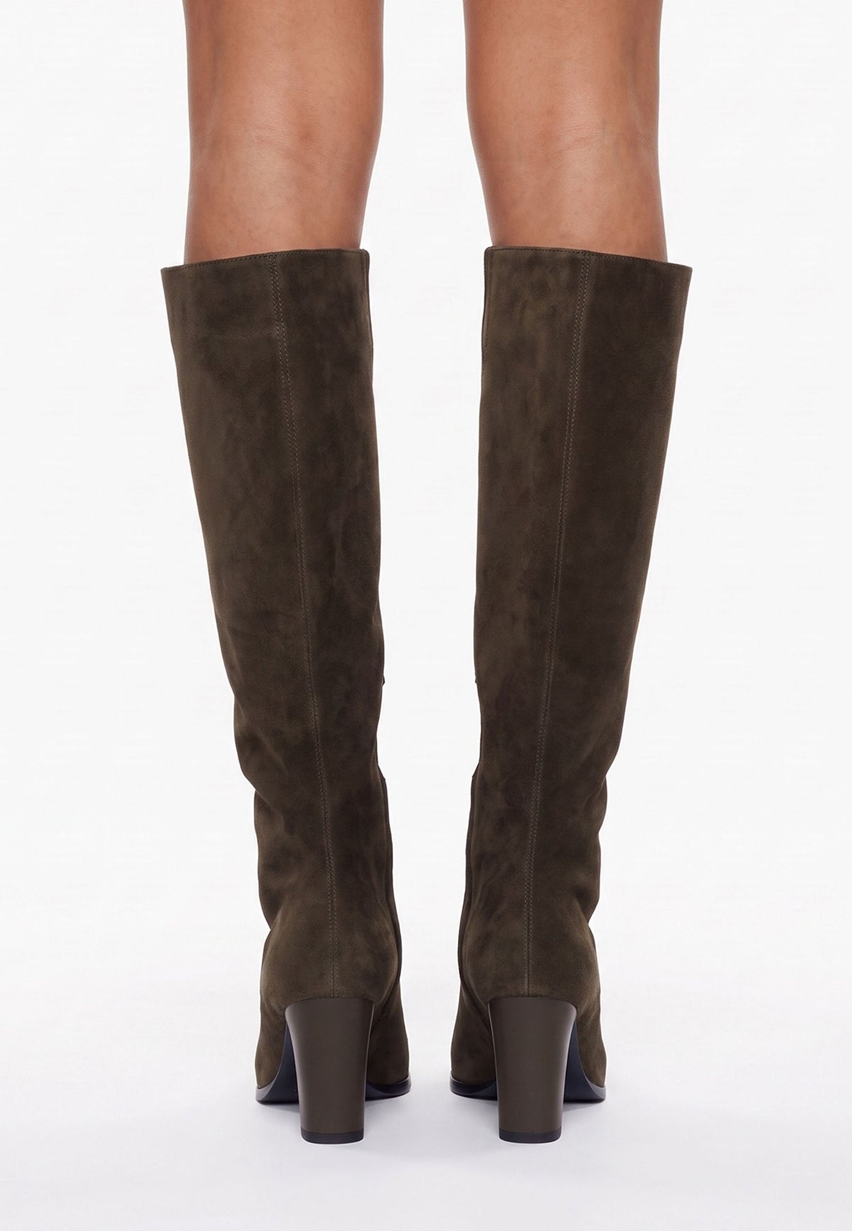 Over-the-Knee Block Heel Boots - Suede Brown
