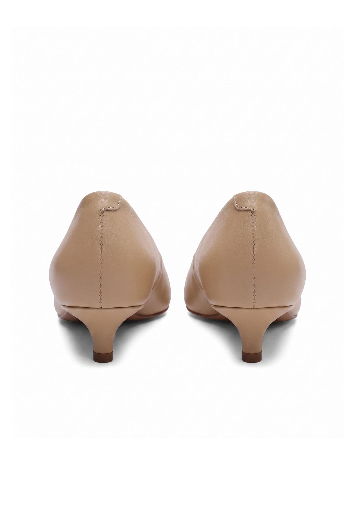 Kitten Heel Pointed Pumps - Beige