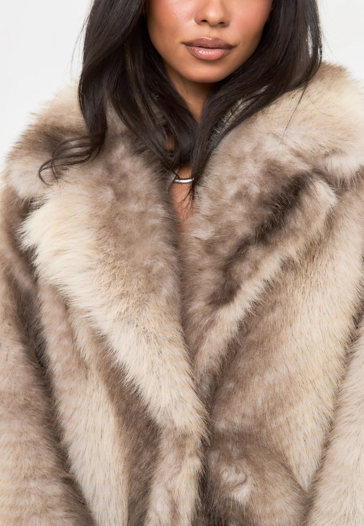 Luxurious Faux Fur Coat Natalie  - Brown