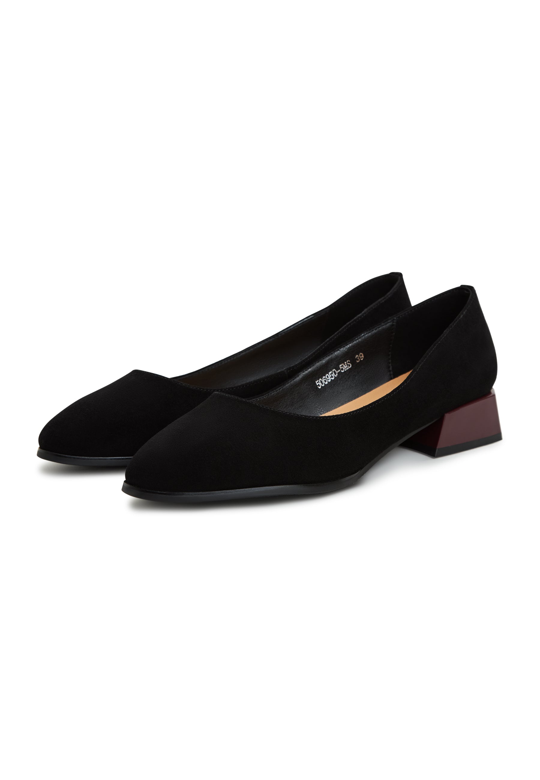 Block Heel Ballerinas Ingrid - Black suede