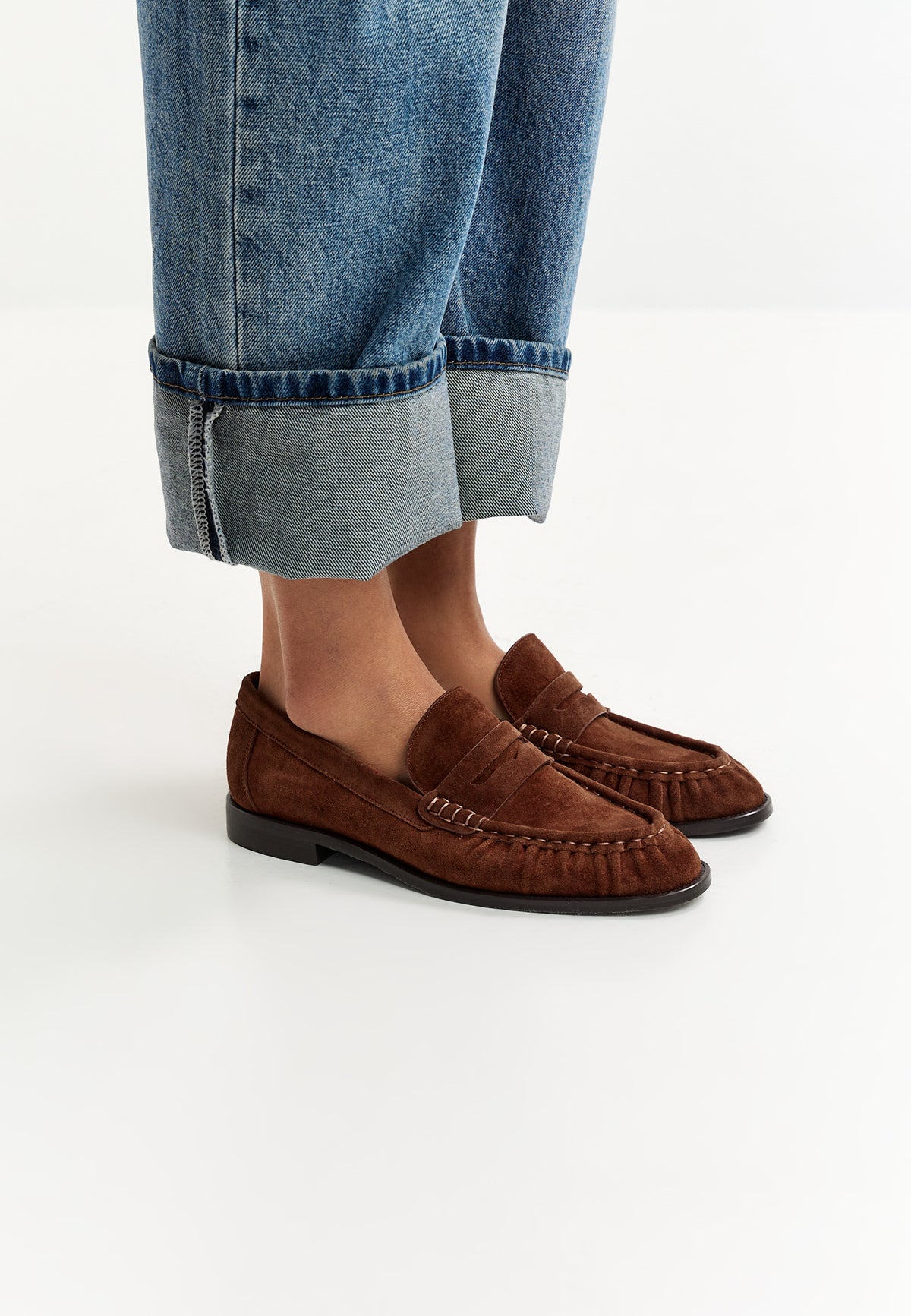 Penny loafers i ruskind – Brun