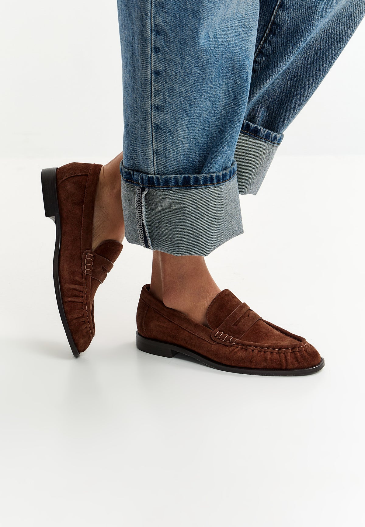 Penny loafers i ruskind – Brun