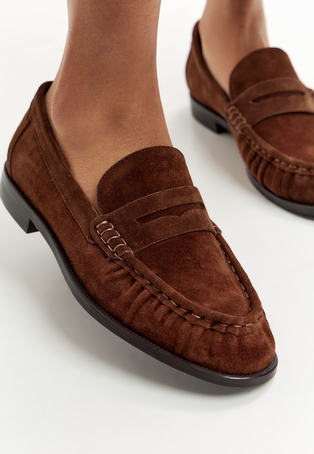 Penny loafers i ruskind – Brun