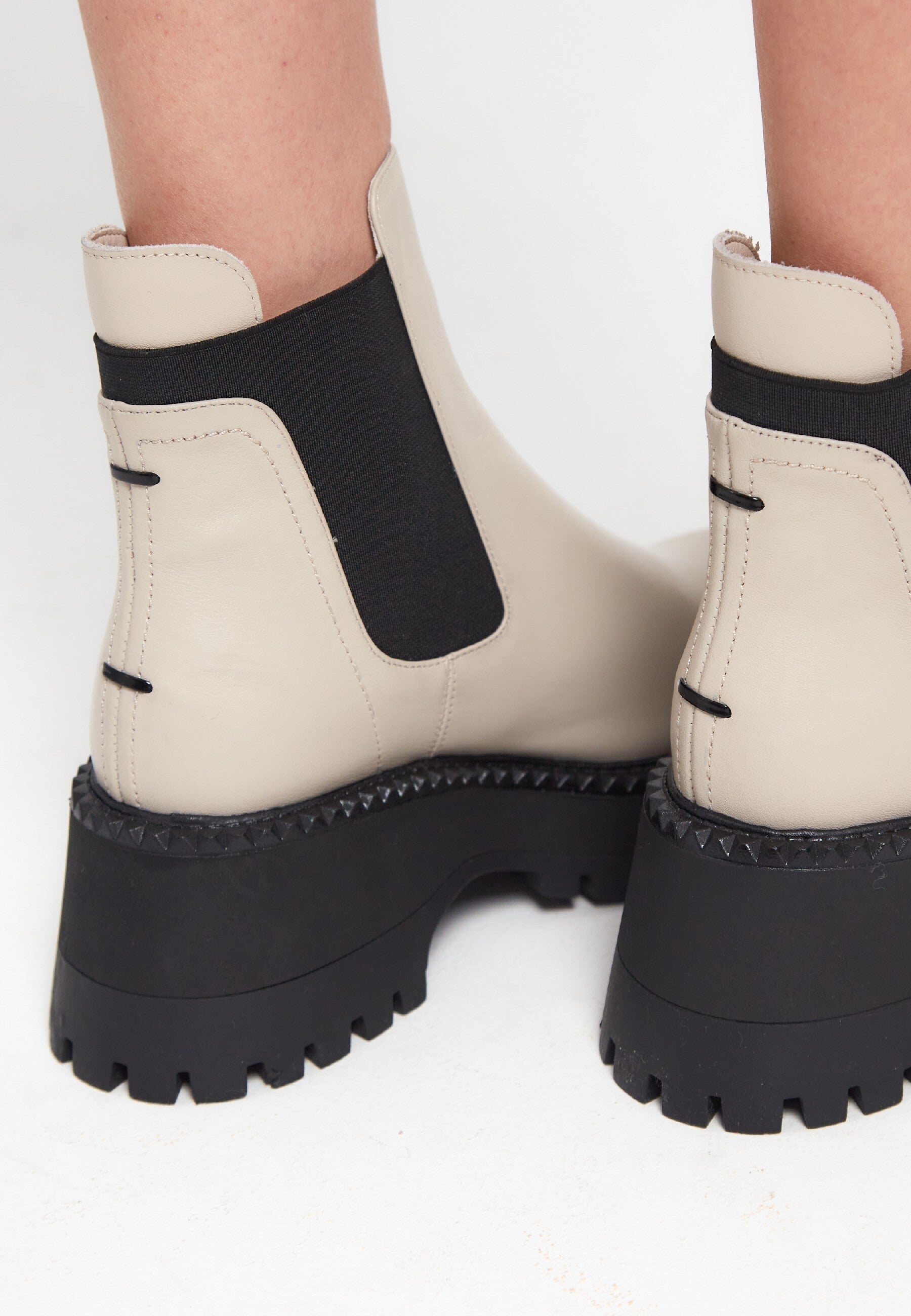 Platform Chunky Chelsea Boots - Beige