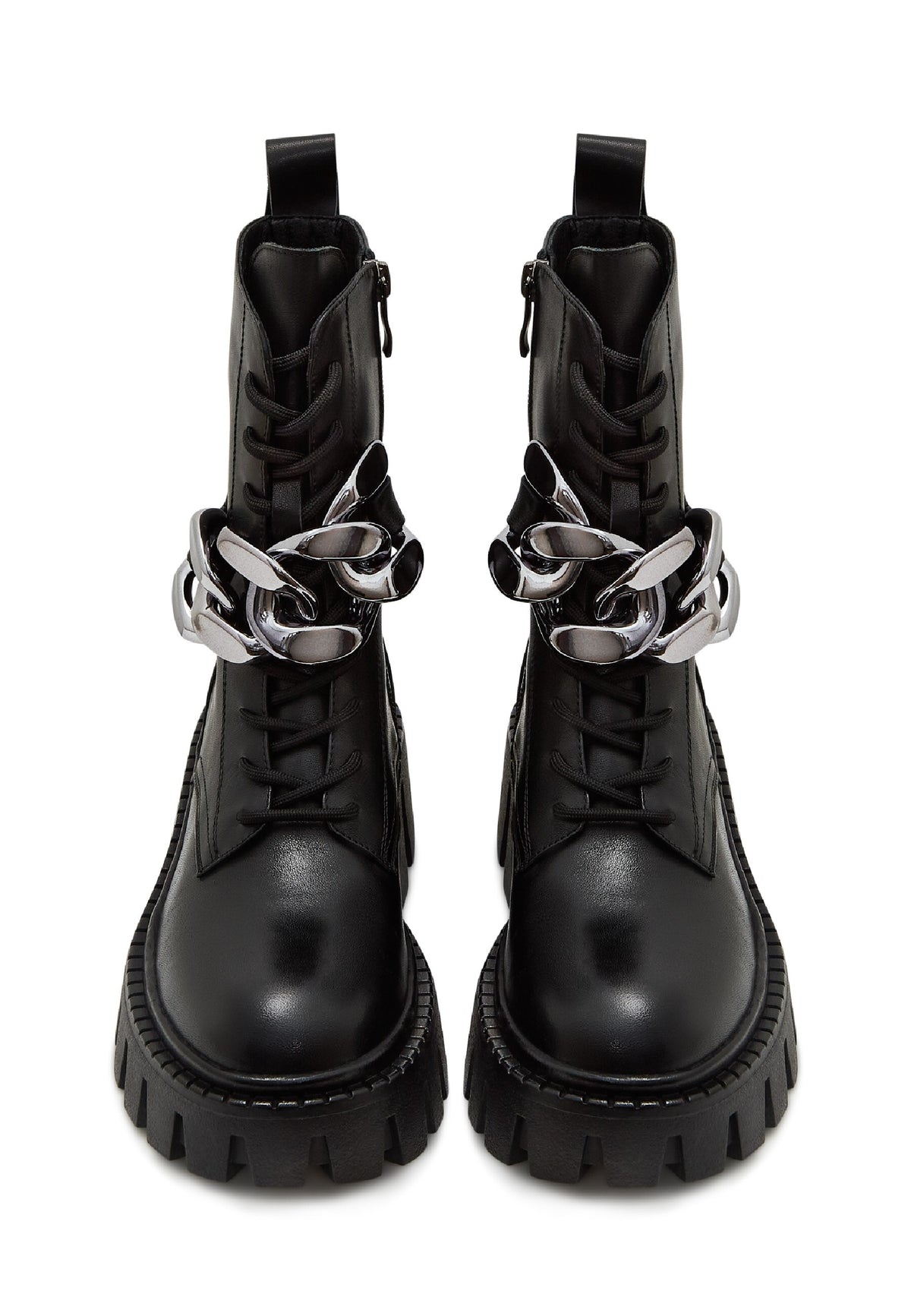 Chain Impact Combat Boots - Black