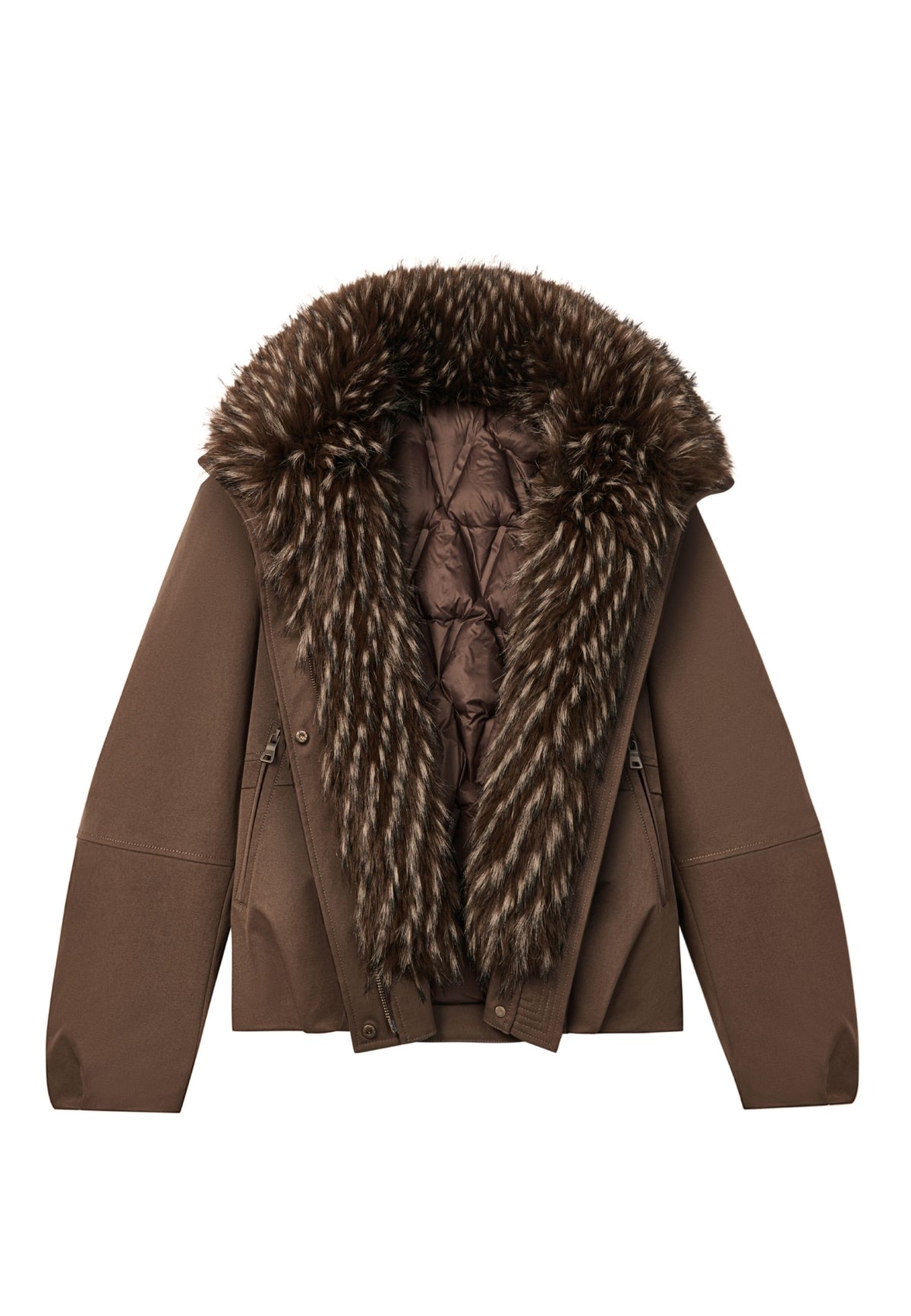 Signature jakke med oversized krave – Brun