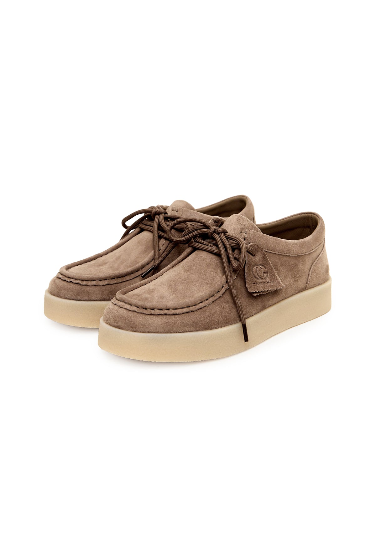 Mocasines con plataforma y cordones – Beige