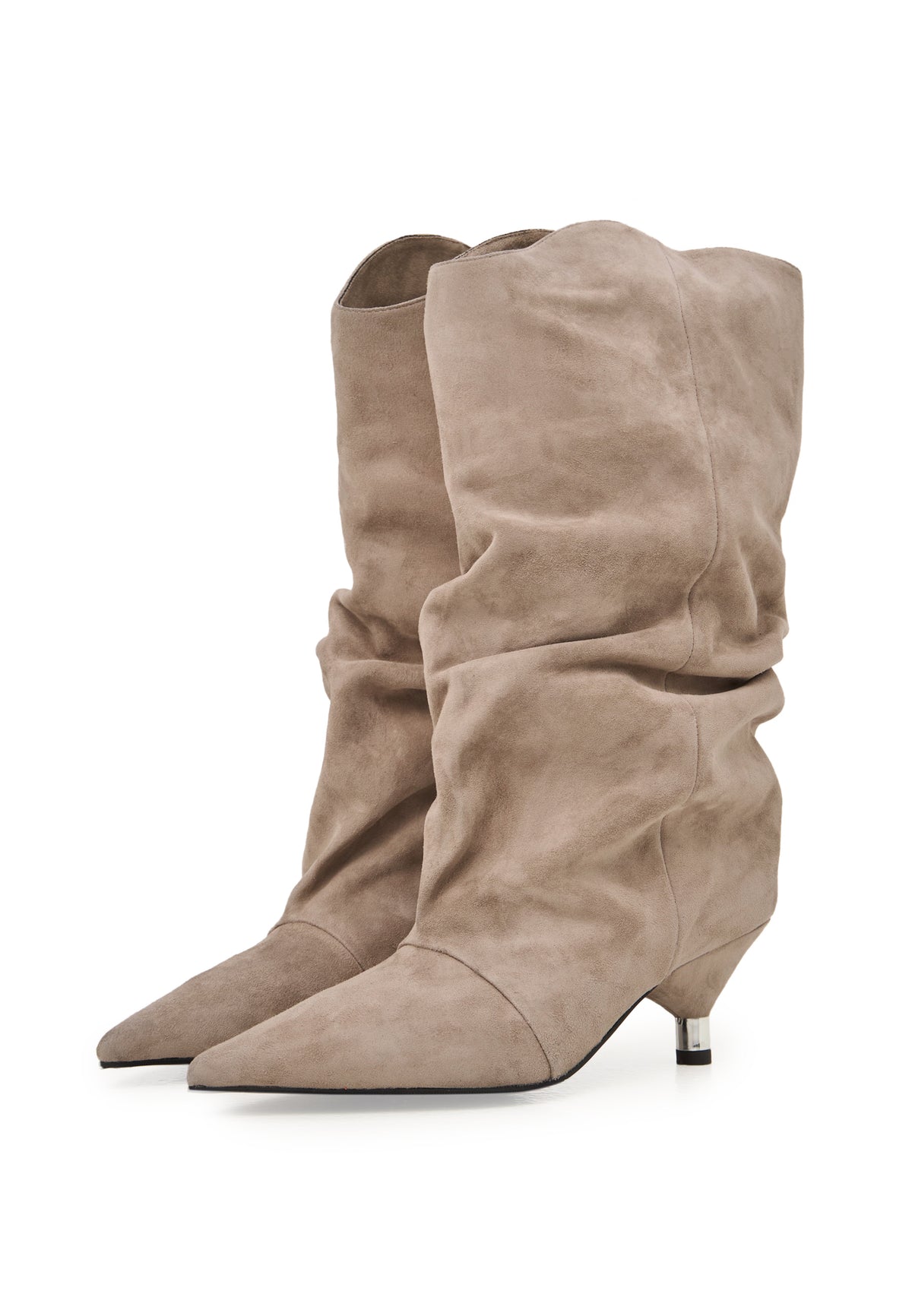 Botki na obcasie typu kitten heel – Beżowe