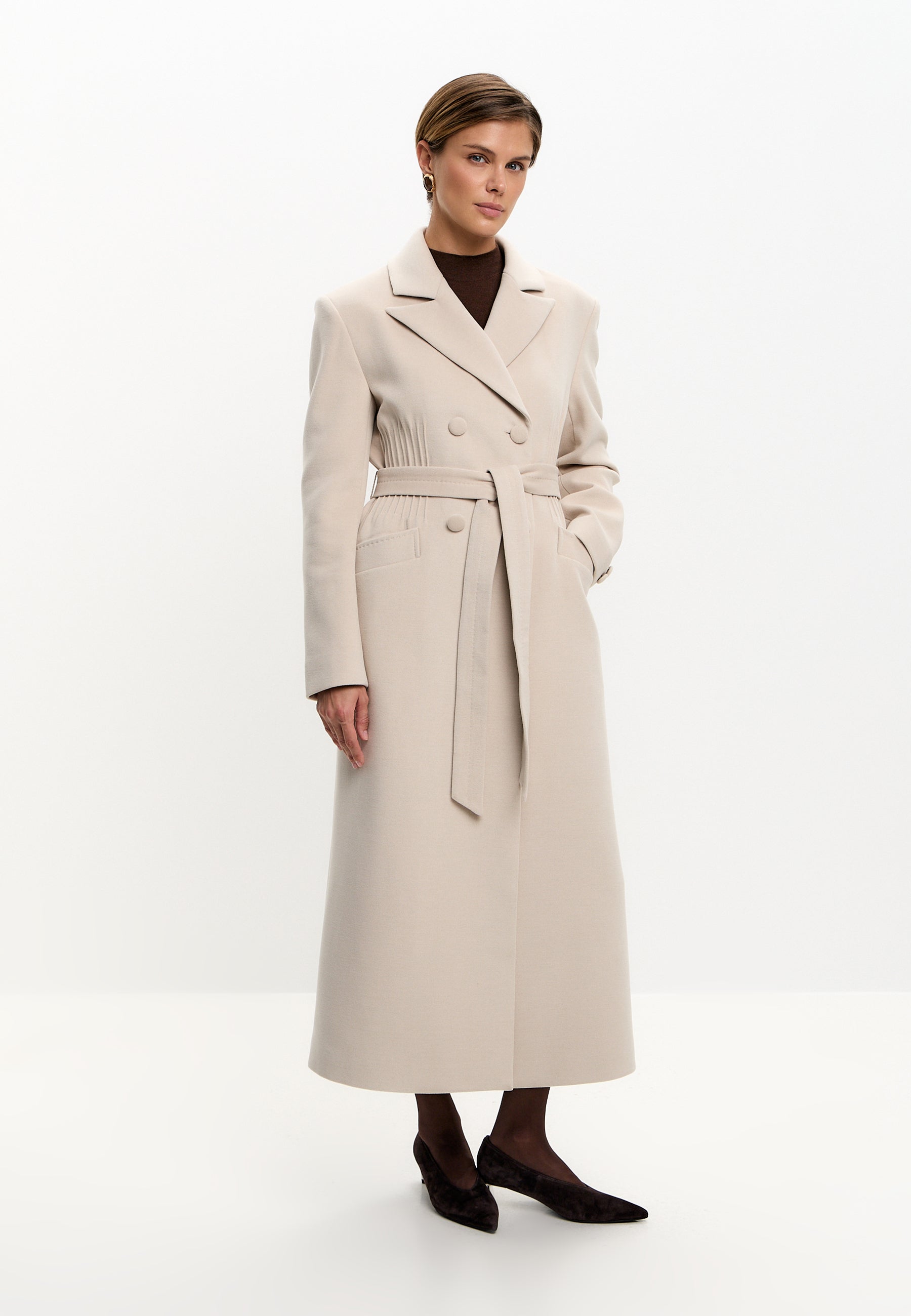 Manteau long ceinturé femme – Milky