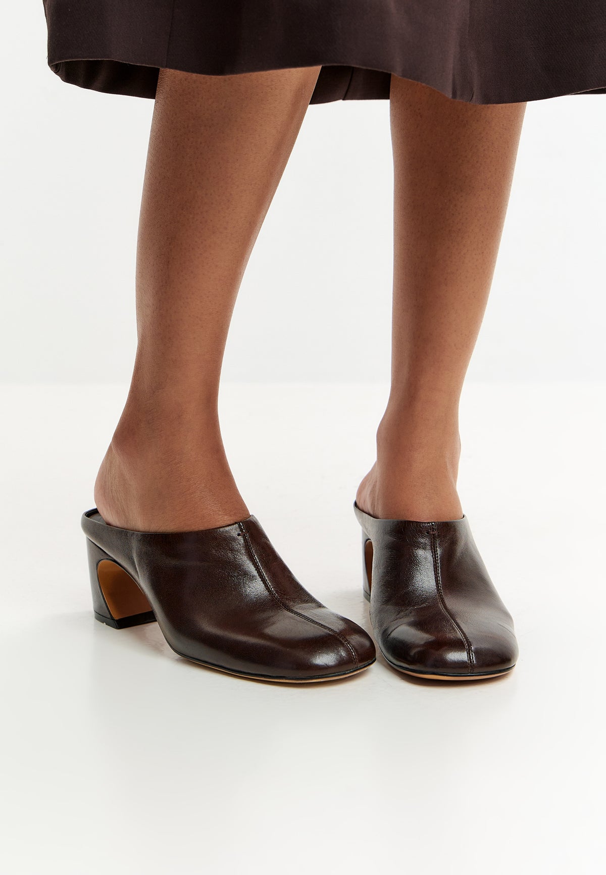 Escarpins mules en cuir – Marron