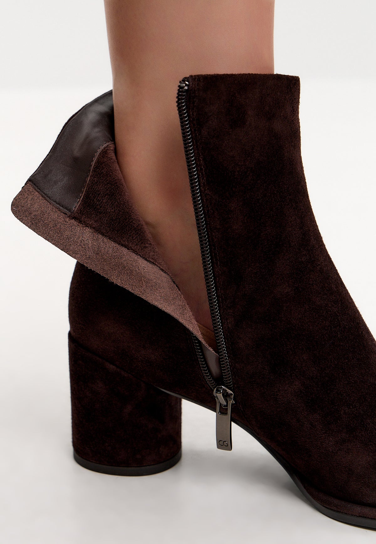 Botines de ante con plataforma – Marrón