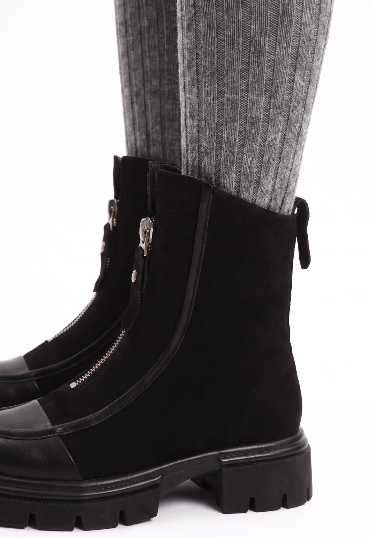 Chunky Zip Ankle Boots – Black