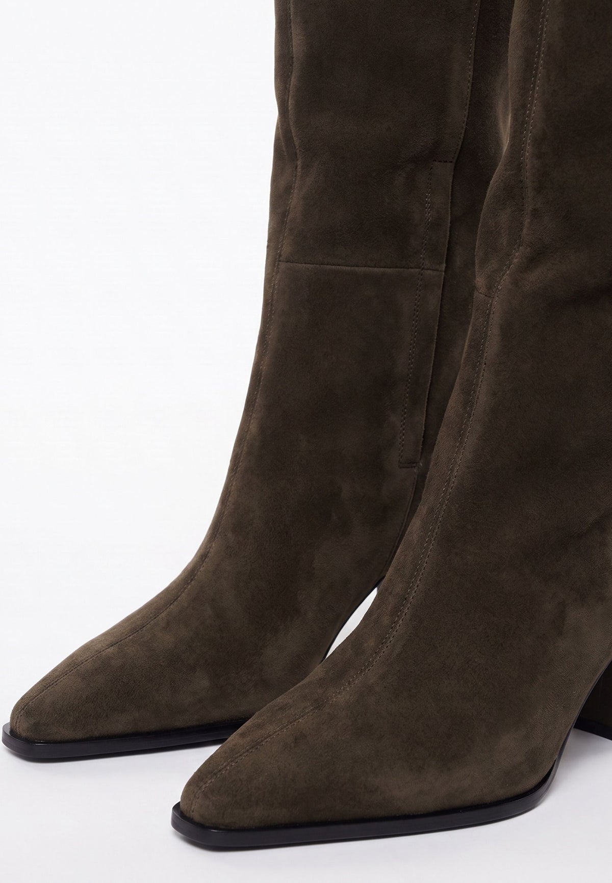Over-the-Knee Block Heel Boots - Suede Brown