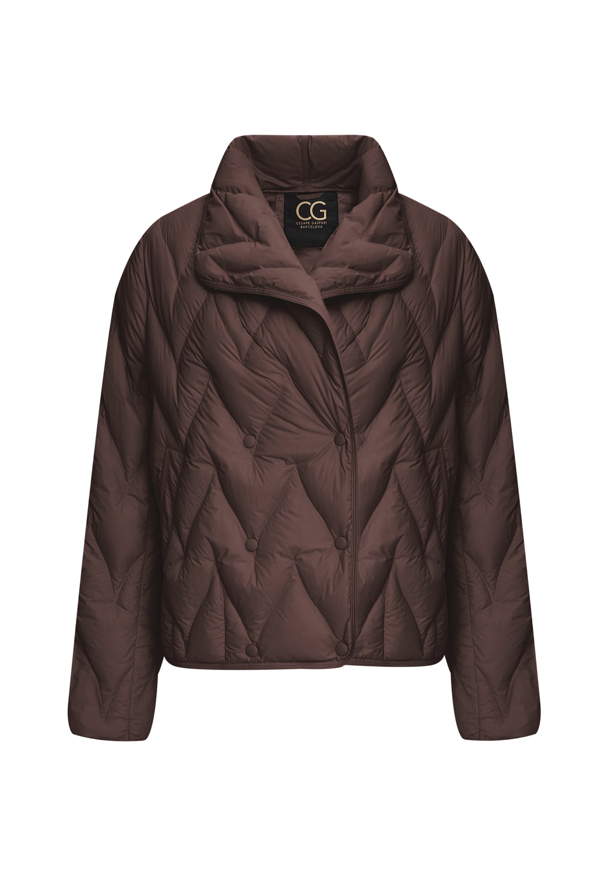 Chaqueta acolchada corta con diseño chevron – Marrón