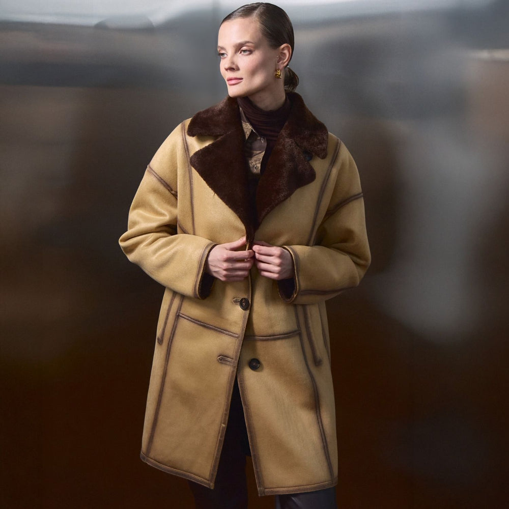 Black Faux Shearling Long Coat