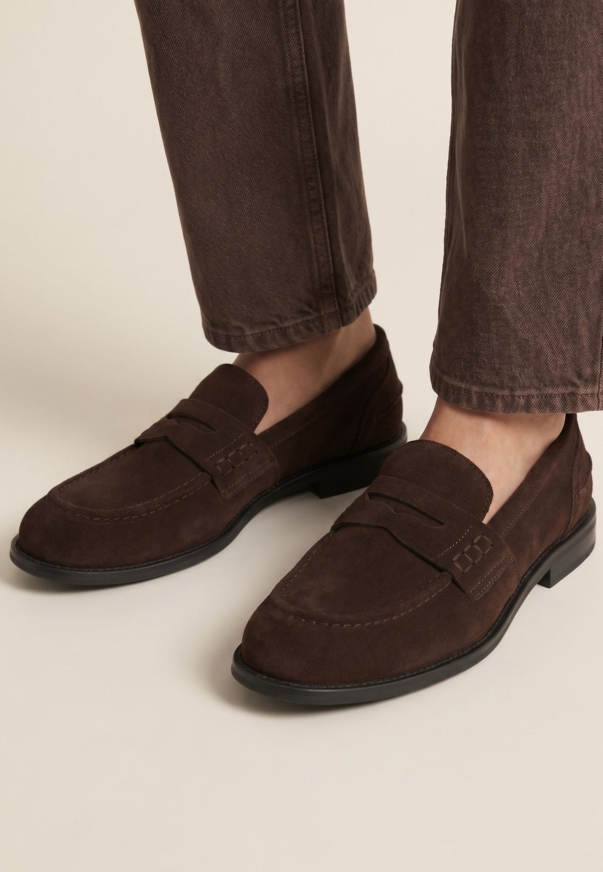 Mocassins à lanières en daim
