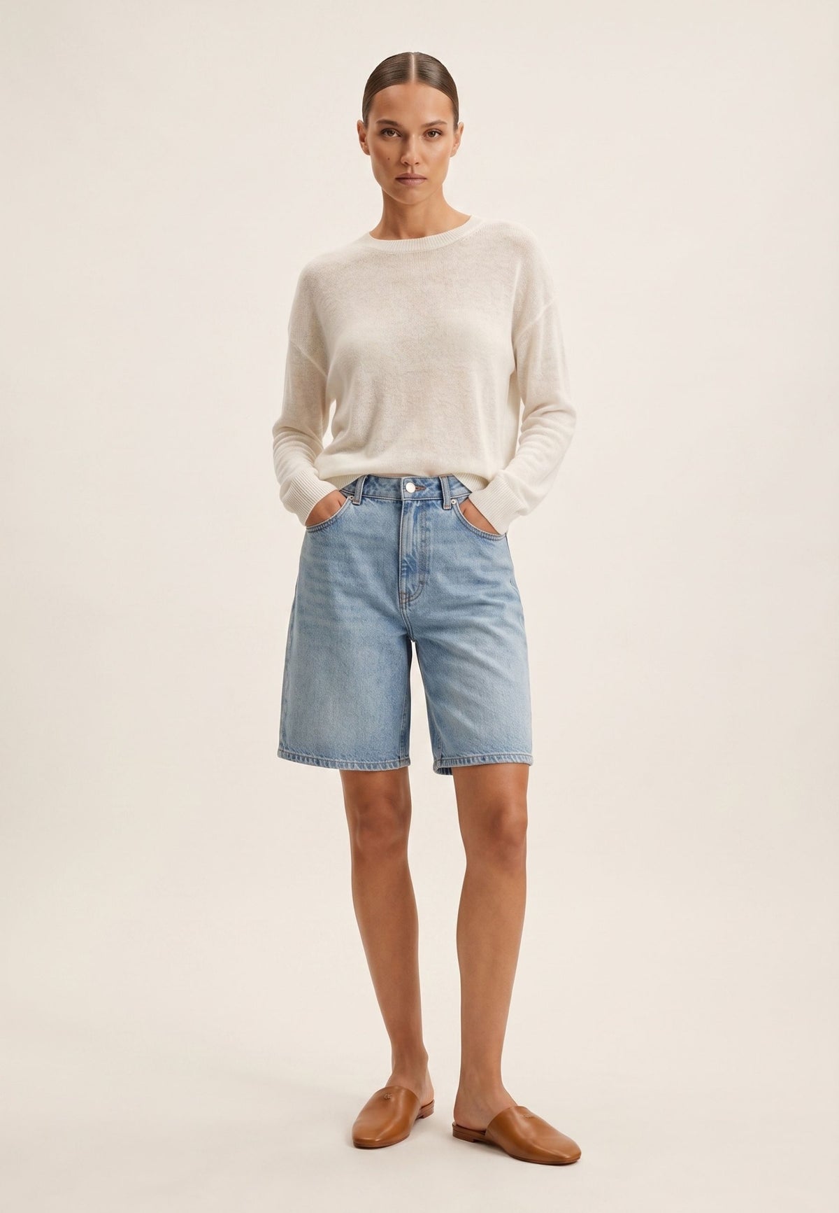 Minimalist Leather Mules - Brown