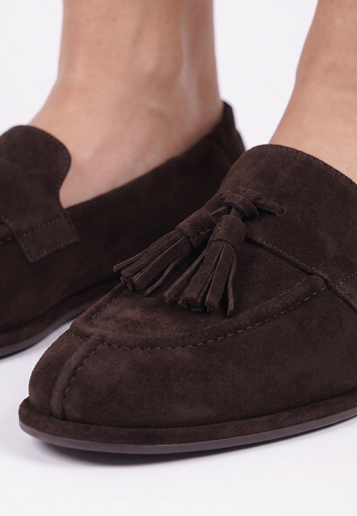 Mocassins à pampilles en daim – Chocolat